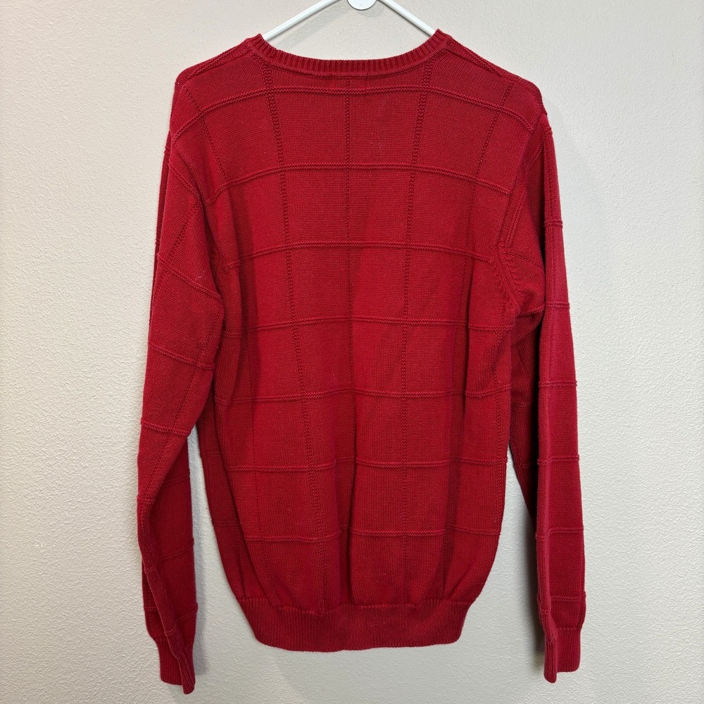 Vintage‎ IZOD Sweater Men's Medium Red Pattern Knit Pullover Box Pattern Casual - Picture 6 of 10